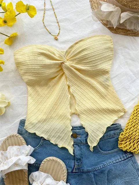 Arabella Twist Knot Cropped Tube Top
